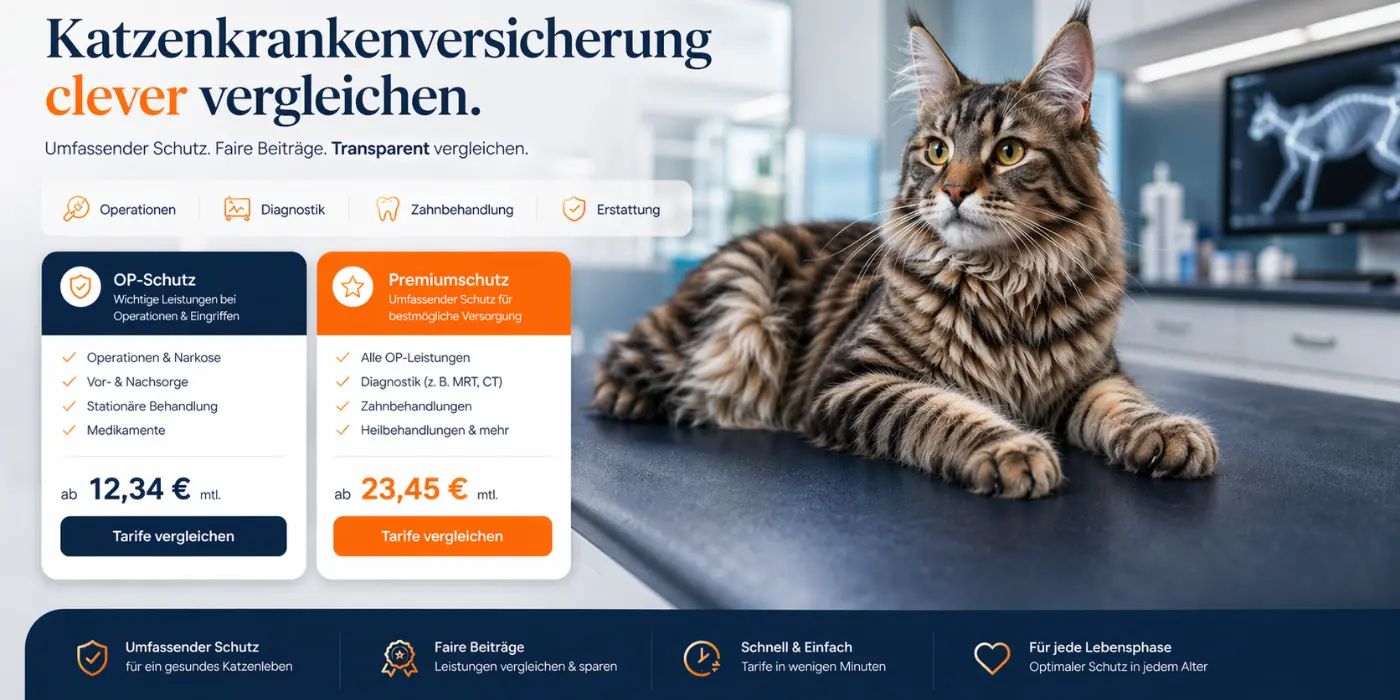 Katzenkrankenversicherung Vergleich mit OP-Schutz und Vollschutz